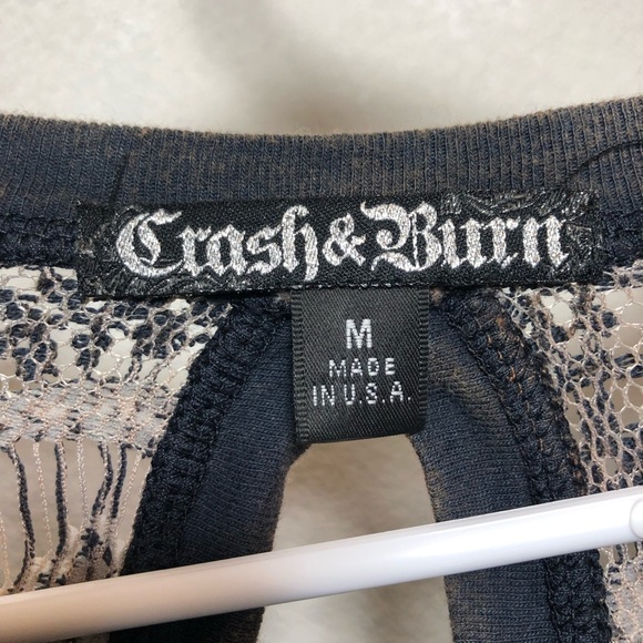 Crash & Burn Shimmering Charcoal Blouse with Lace Accents - Picture 9 of 9